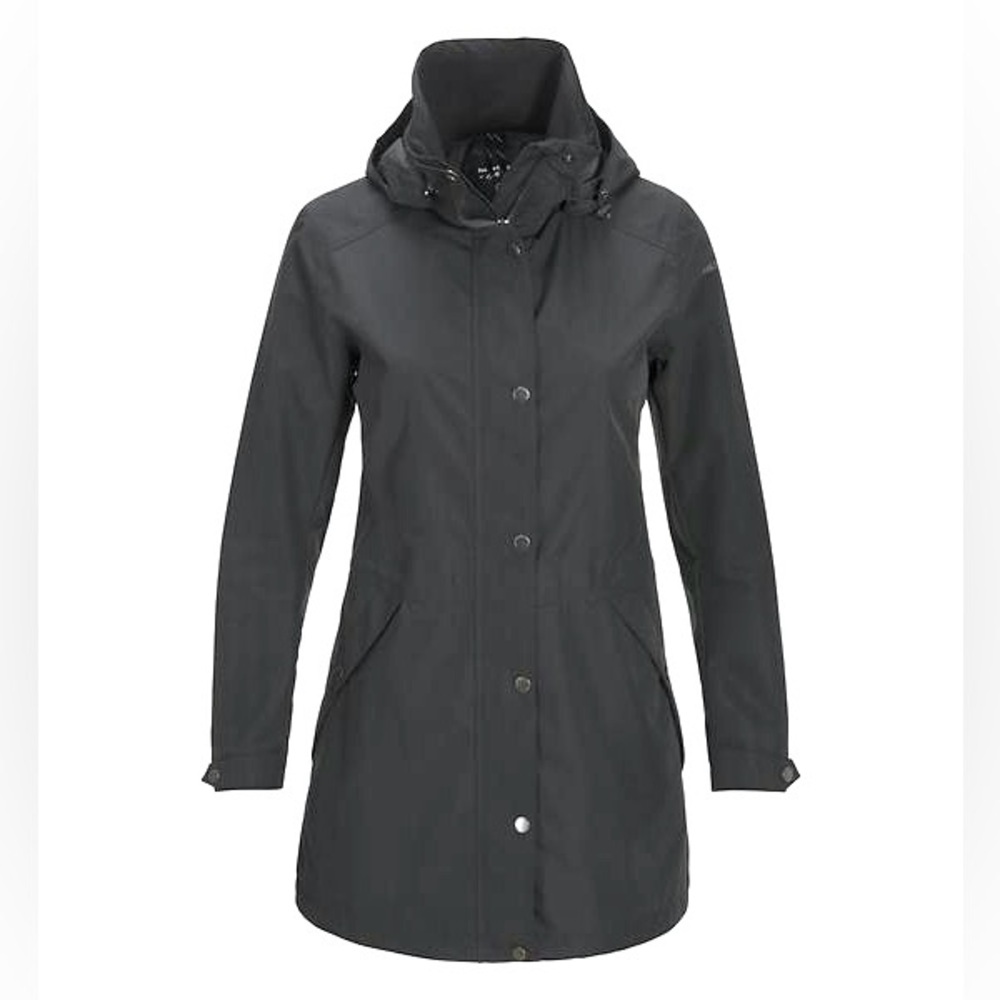 Peak Performance Leslie Black Hooded Rain Coat Jacket Size L